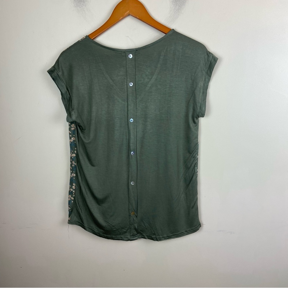 Papermoon Green Floral Daisy Blouse Top W/ Button Detail Cottagecore Xs NWT - Picture 5 of 10